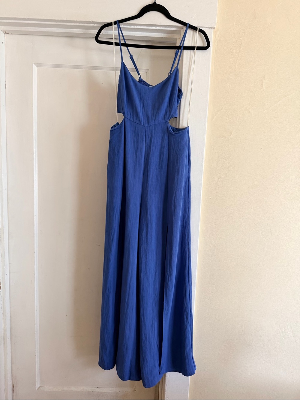 Mustard Seed Blue Cutout Overlay Wide Leg Jumpsuit Romper Size M